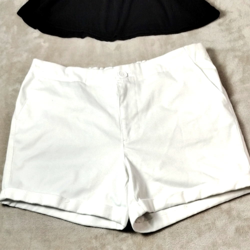 Just Be White Cotton Shorts & Spaghetti Adjustable Strap Blouse